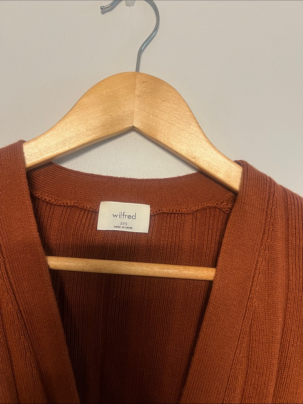 Deep V Ribbed Button-Up Sweater Cardigan - Rust - Picture 5 of 10